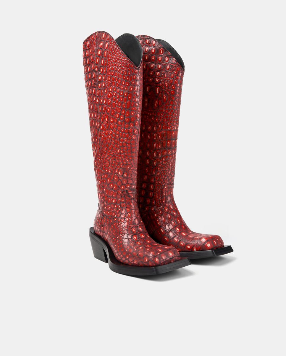 Botas cowboy unisex de piel quetal - camperlab - Rojo Rojo-4