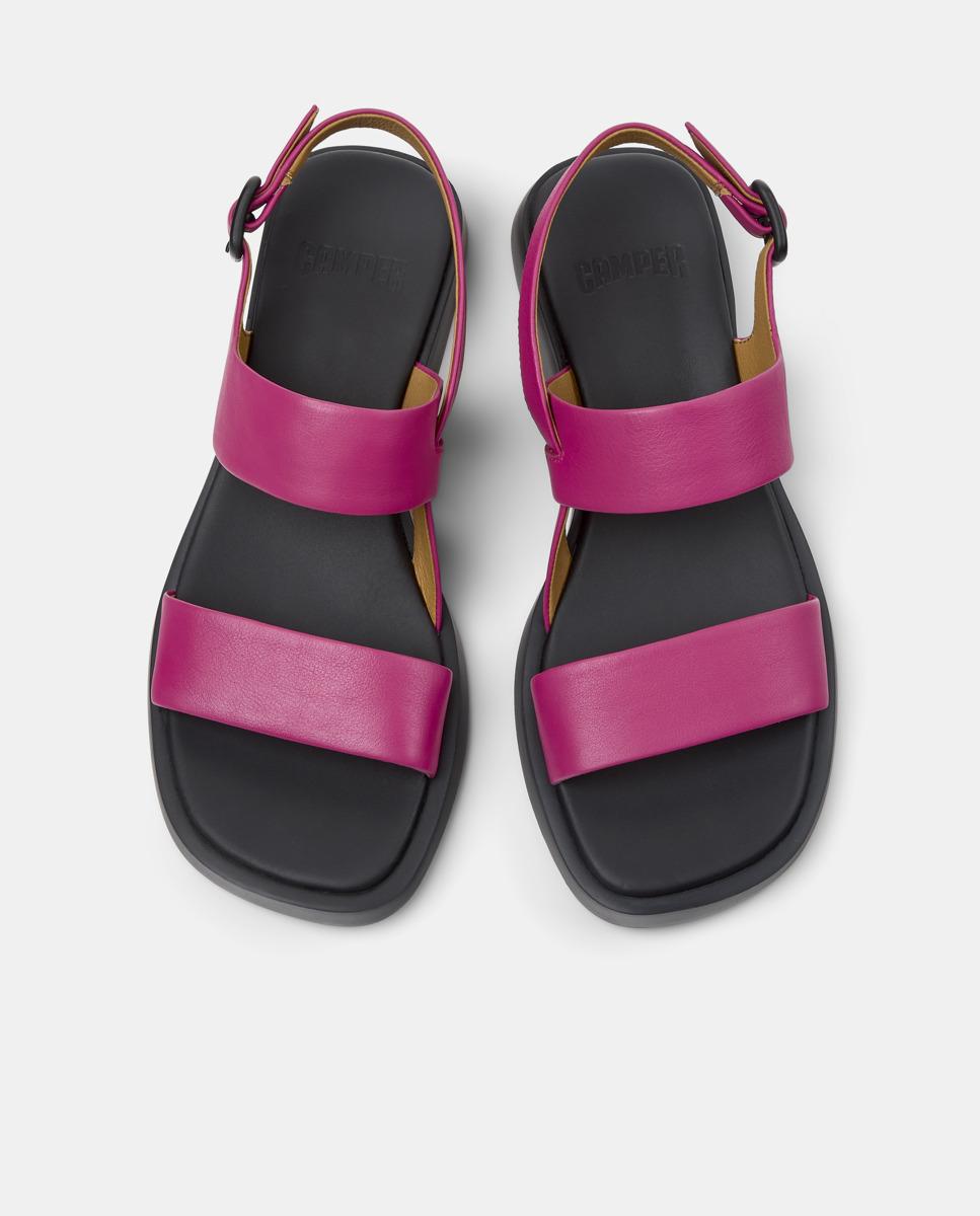 Sandalias de tacón de mujer de piel dana - Camper - Rosa / Negro Rosa / Negro-3