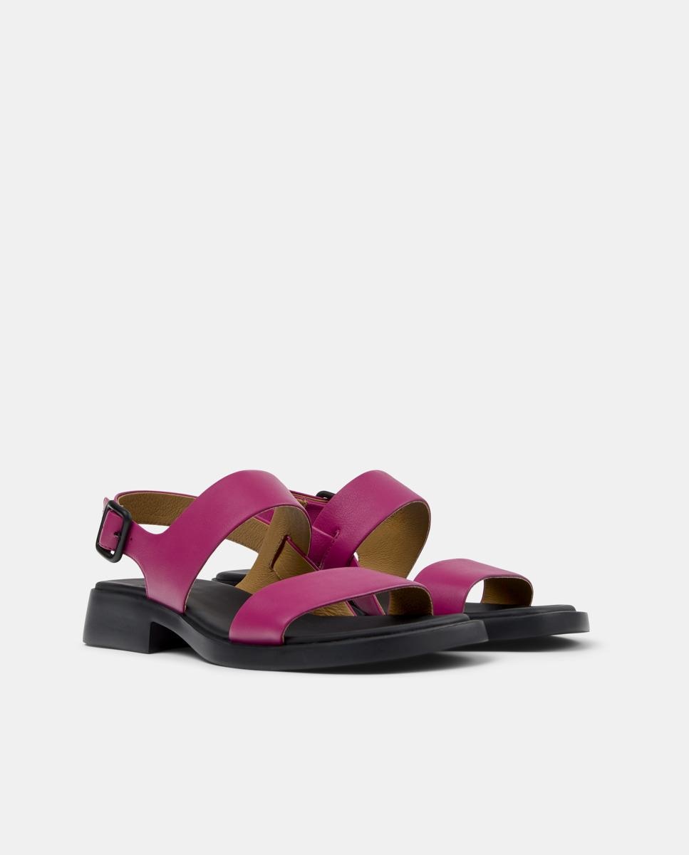 Sandalias de tacón de mujer de piel dana - Camper - Rosa / Negro Rosa / Negro-5