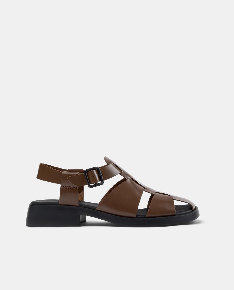 Sandalias con tiras de mujer dana de piel - Camper - Marrón Marrón-1