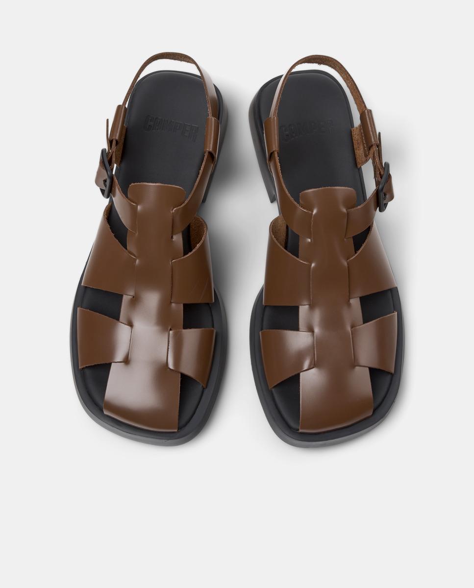 Sandalias con tiras de mujer dana de piel - Camper - Marrón Marrón-3
