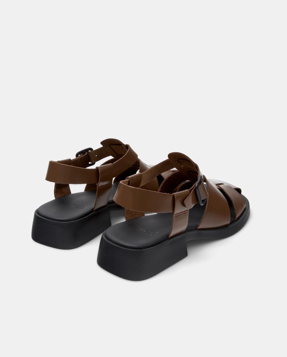 Sandalias con tiras de mujer dana de piel - Camper - Marrón Marrón-2