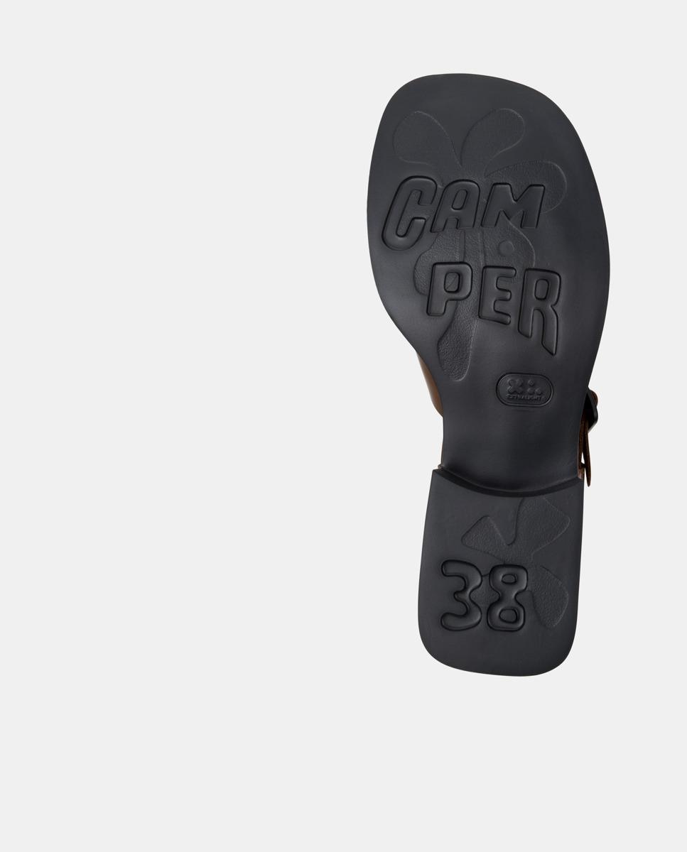 Sandalias con tiras de mujer dana de piel - Camper - Marrón Marrón-4