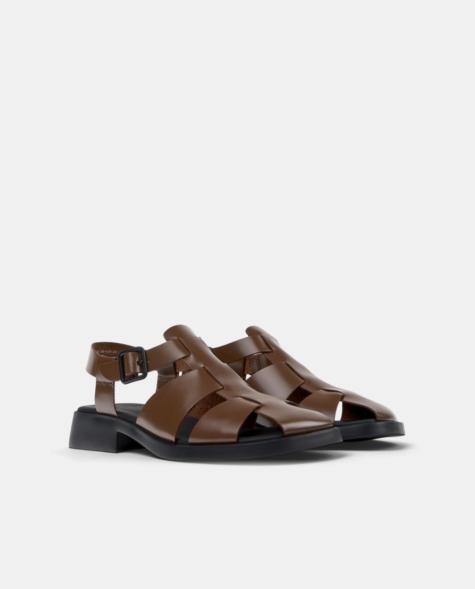 Sandalias con tiras de mujer dana de piel - Camper - Marrón Marrón-5