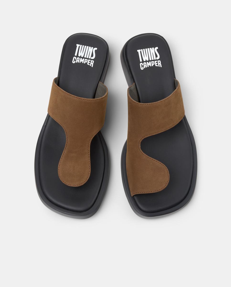 Sandalias de tacón de mujer de piel dana twins - Camper - Marrón Marrón-3