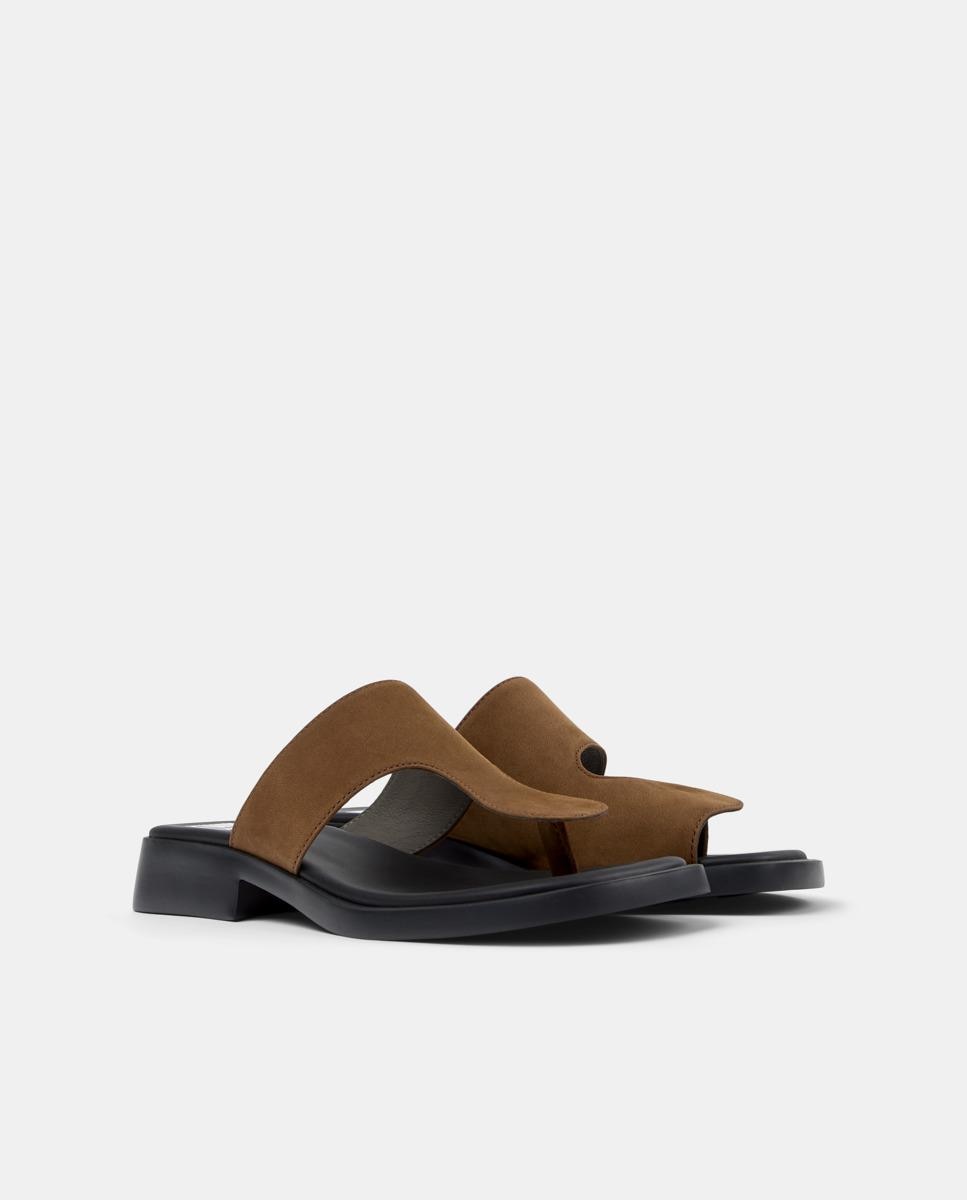 Sandalias de tacón de mujer de piel dana twins - Camper - Marrón Marrón-5