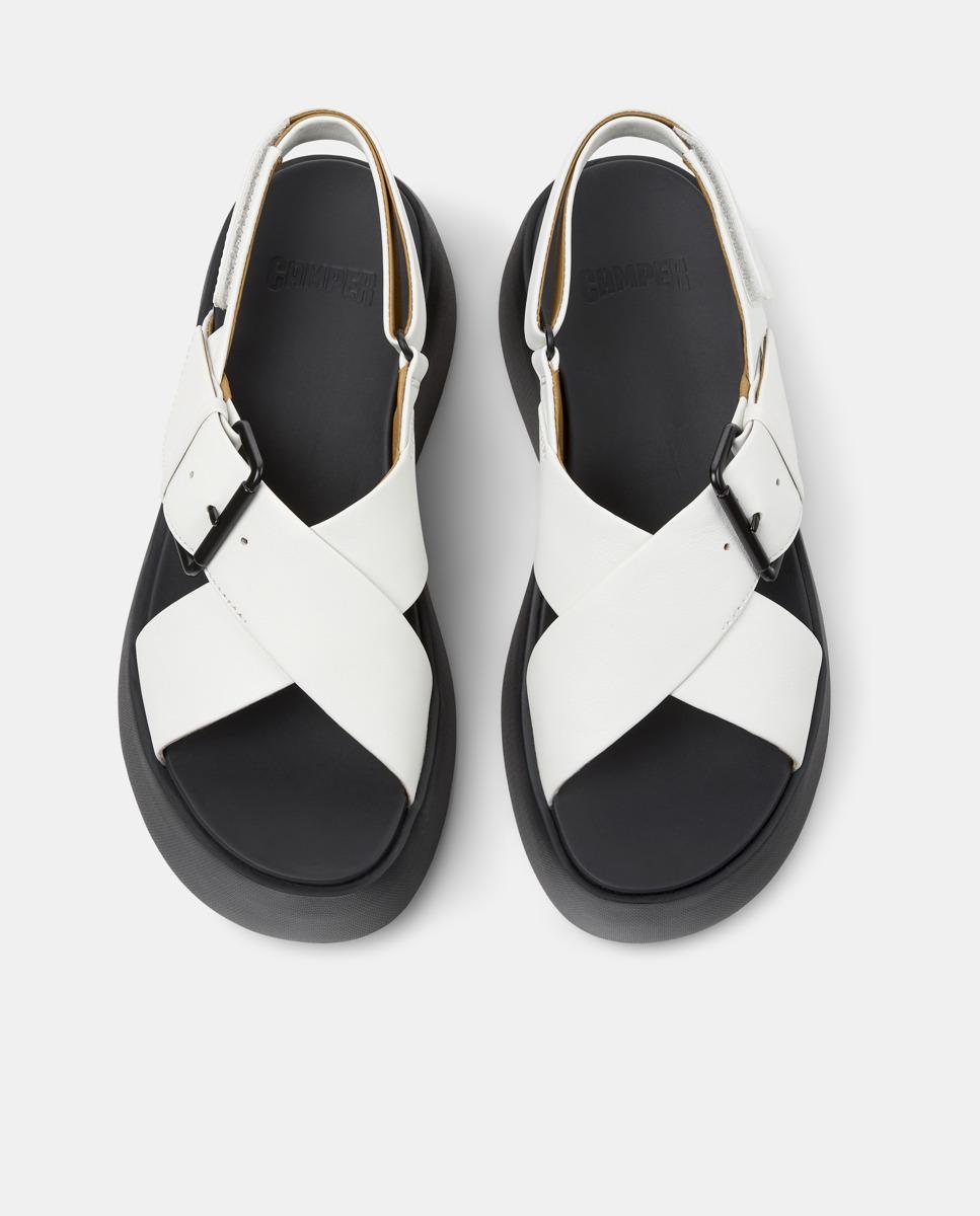 Sandalias de tacón de mujer de piel tasha - Camper - Blanco / Negro Blanco / Negro-3