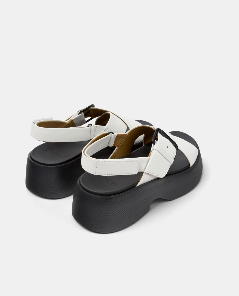 Sandalias de tacón de mujer de piel tasha - Camper - Blanco / Negro Blanco / Negro-2