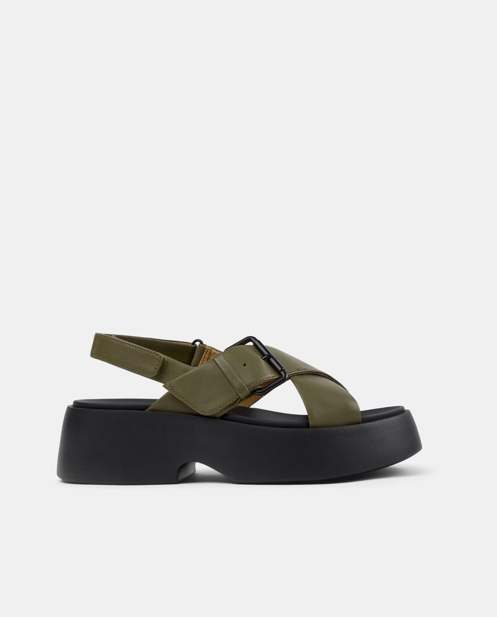 Sandalias de tacón de mujer de piel tasha - Camper - Verde Oliva Verde Oliva-1