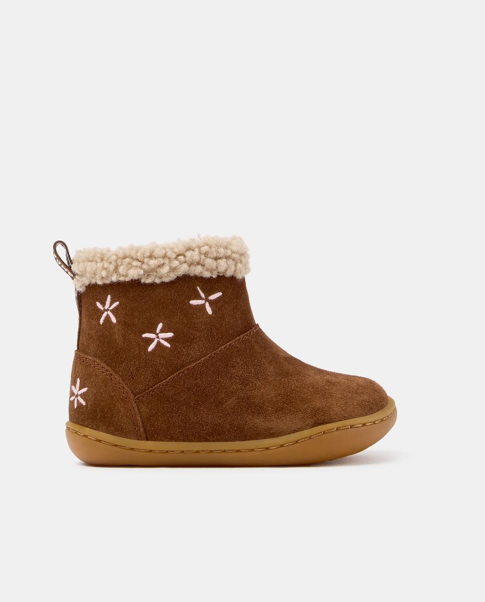 Imagen 0 de Botines de bebé niña peu cami de piel Marrón