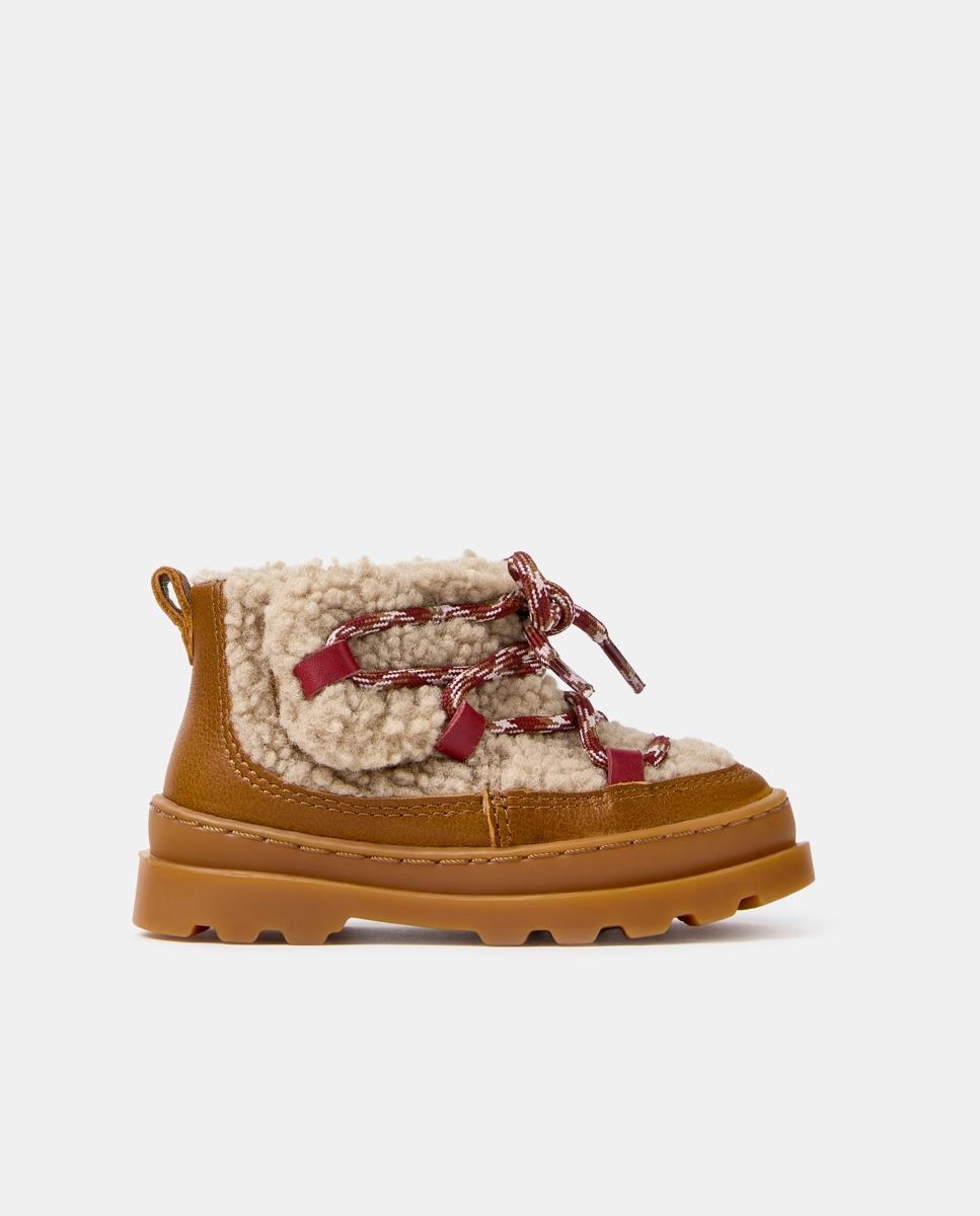 Botines de bebé niña brutus en piel combinada con textil - Camper - Marrón Marrón-1