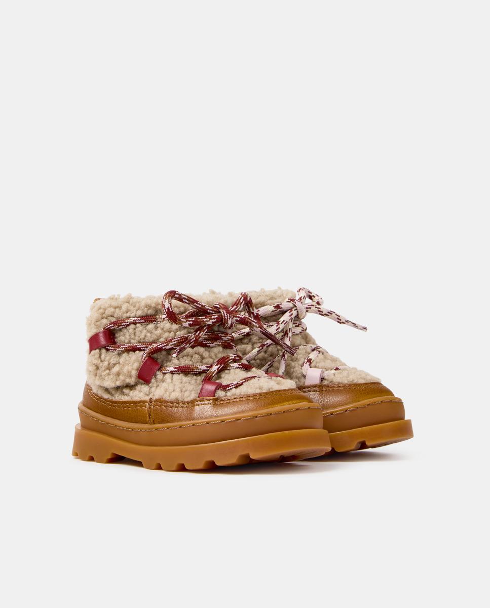 Botines de bebé niña brutus en piel combinada con textil - Camper - Marrón Marrón-2