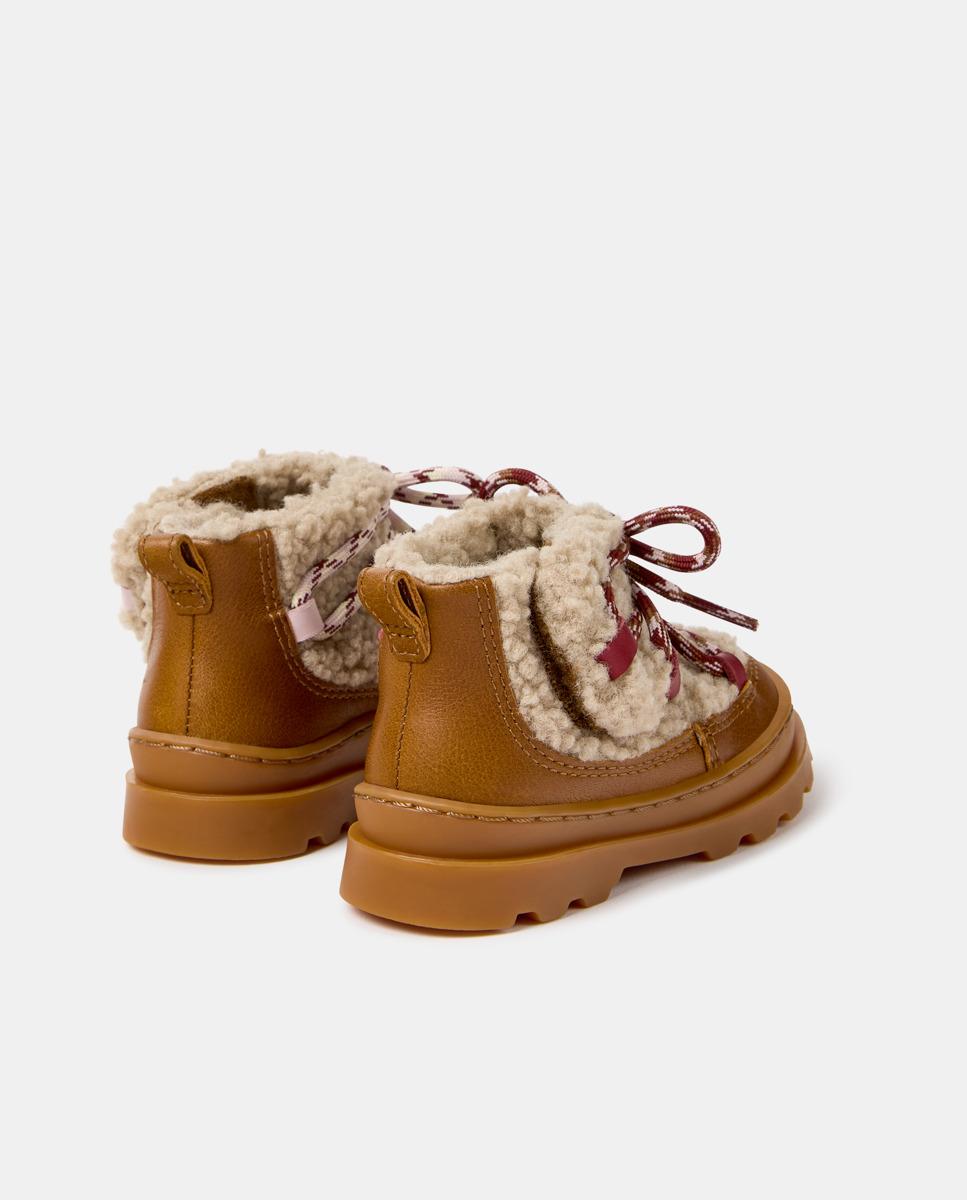 Botines de bebé niña brutus en piel combinada con textil - Camper - Marrón Marrón-4