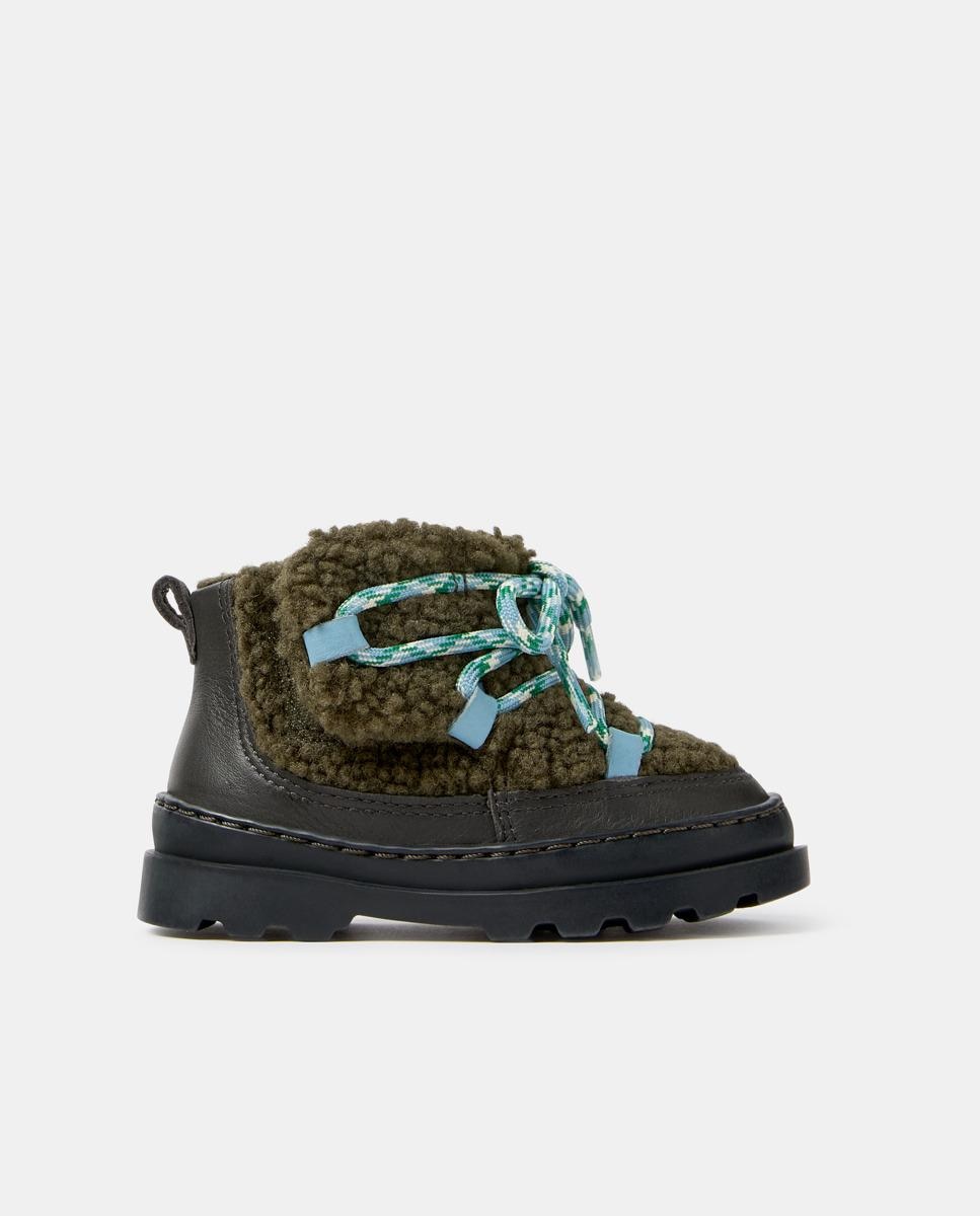 Imagen 0 de Botines de bebé niña brutus en piel combinada con textil Verde
