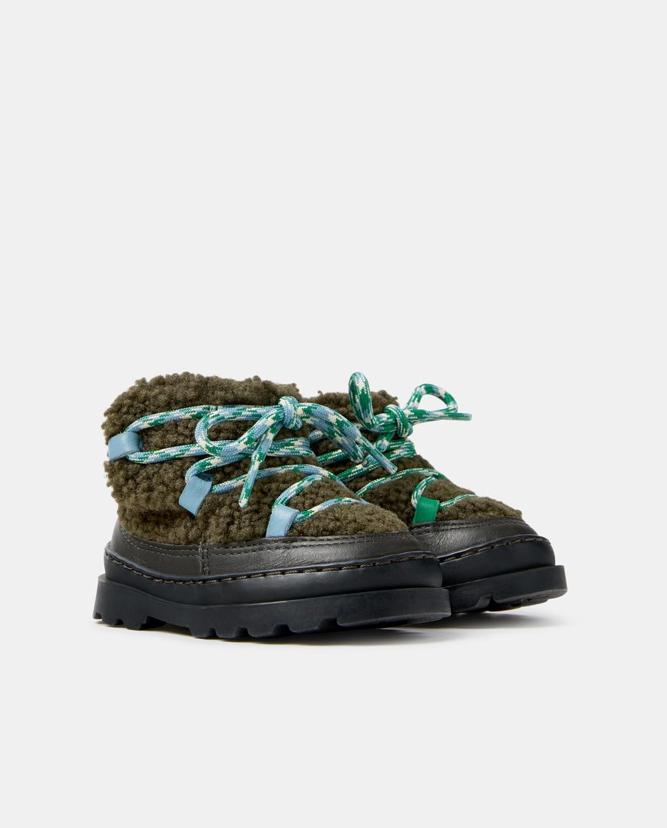 Botines de bebé niña brutus en piel combinada con textil - Camper - Verde Verde-2