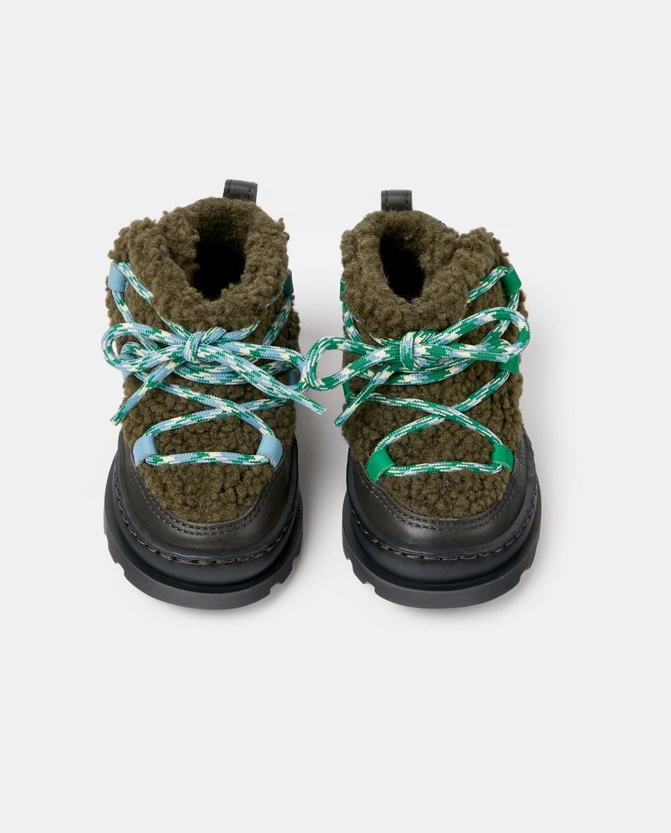 Botines de bebé niña brutus en piel combinada con textil - Camper - Verde Verde-3