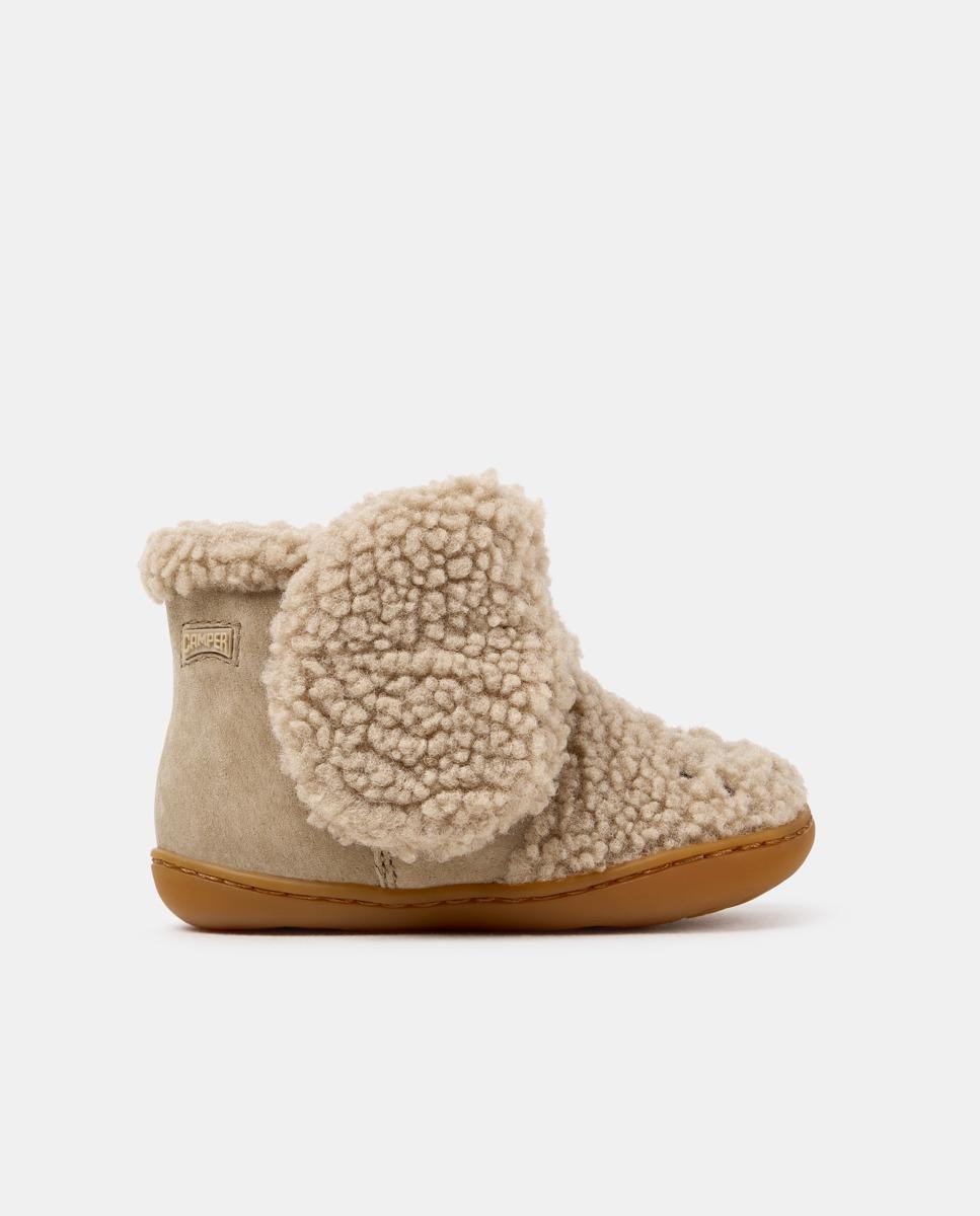 Imagen 0 de Botines de bebés peu cami en piel combinada con textil Beige