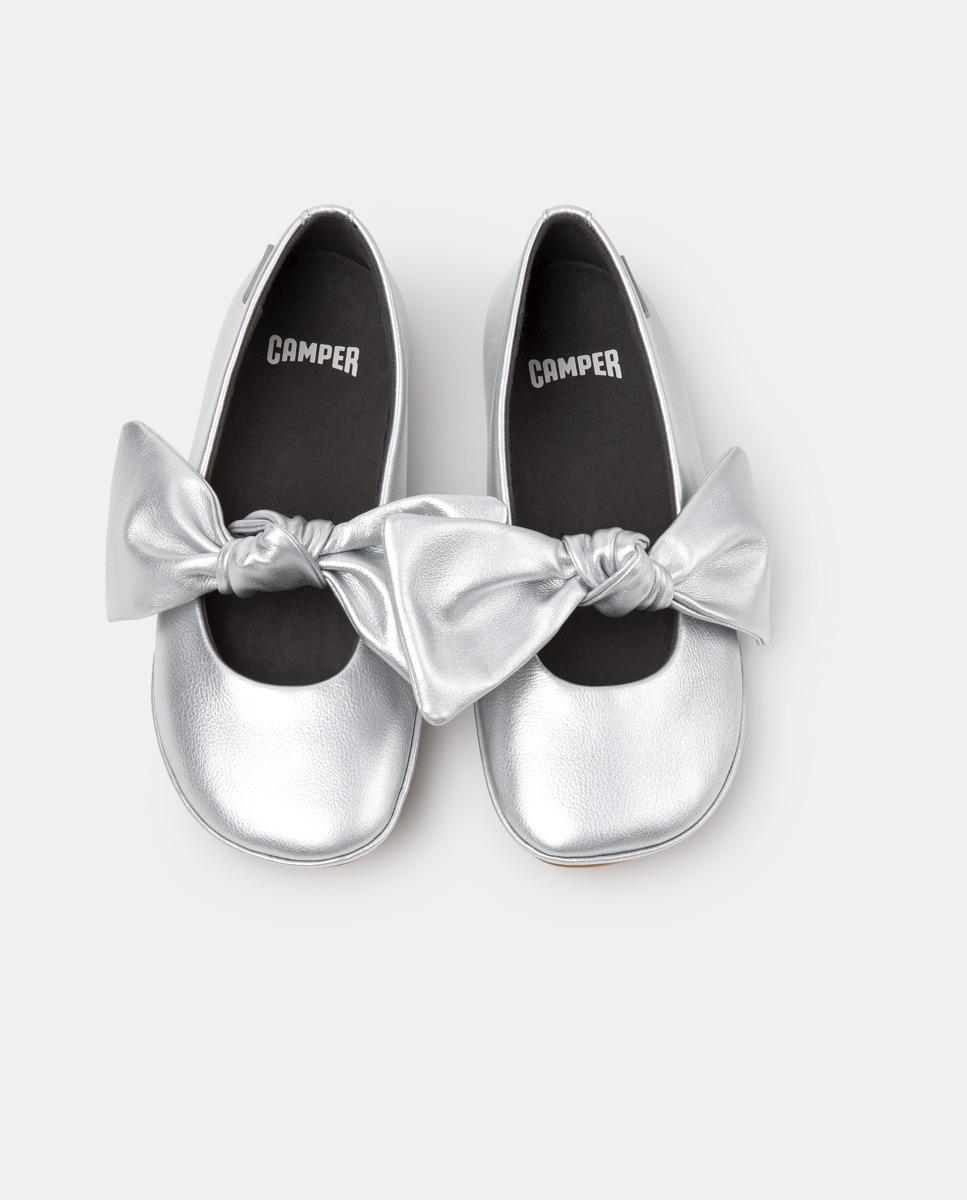 Bailarinas de niña right de piel con lazo - Camper - Plata Plata-3