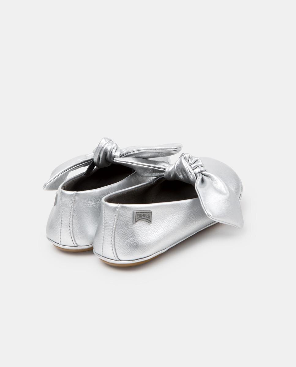 Bailarinas de niña right de piel con lazo - Camper - Plata Plata-4