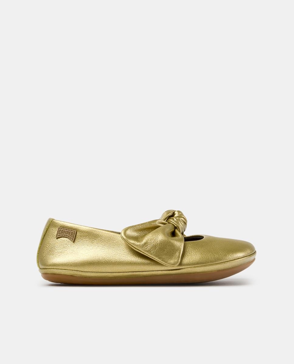 Bailarinas de niña right de piel con lazo - Camper - Dorado Dorado-1