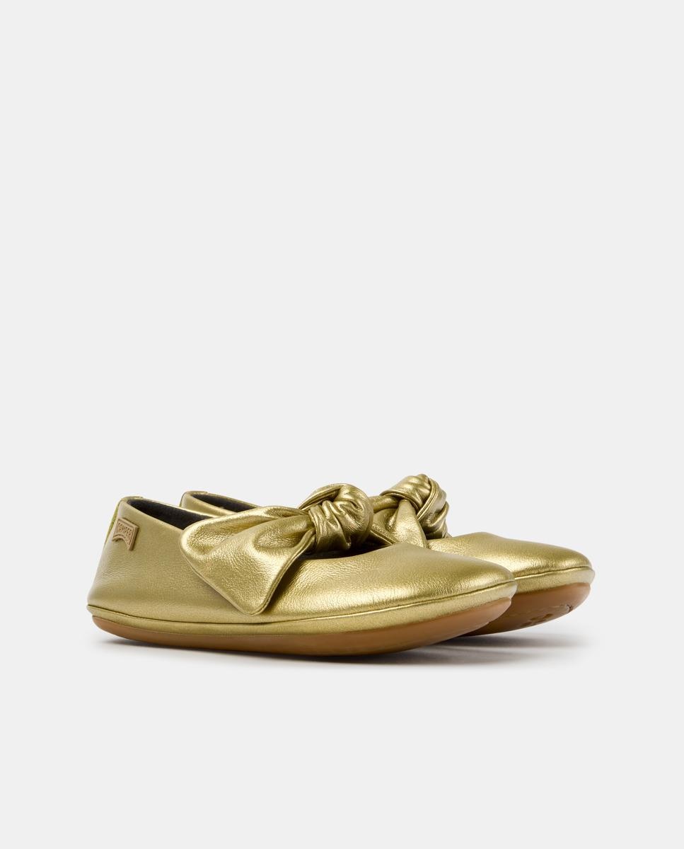 Bailarinas de niña right de piel con lazo - Camper - Dorado Dorado-2