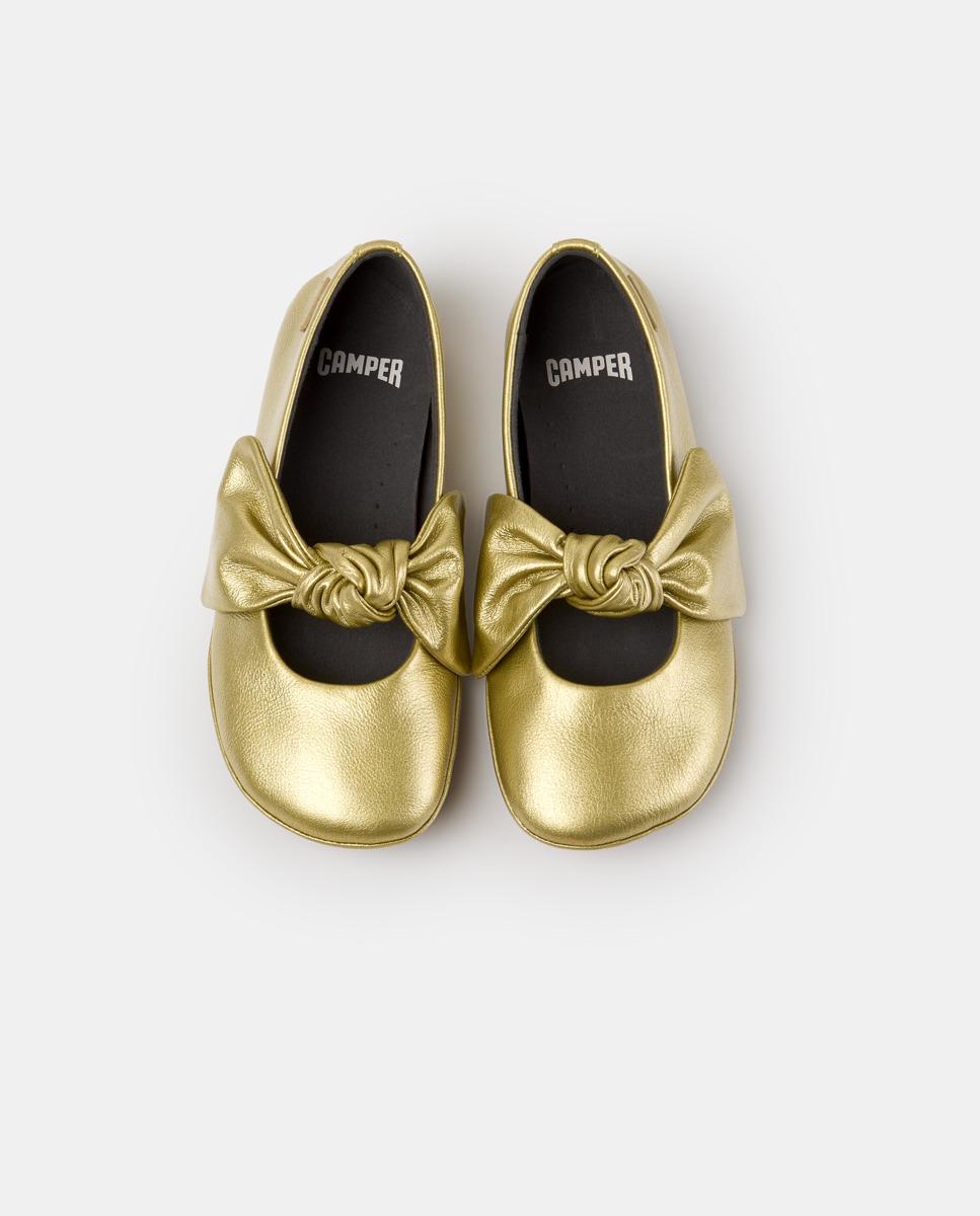 Bailarinas de niña right de piel con lazo - Camper - Dorado Dorado-3