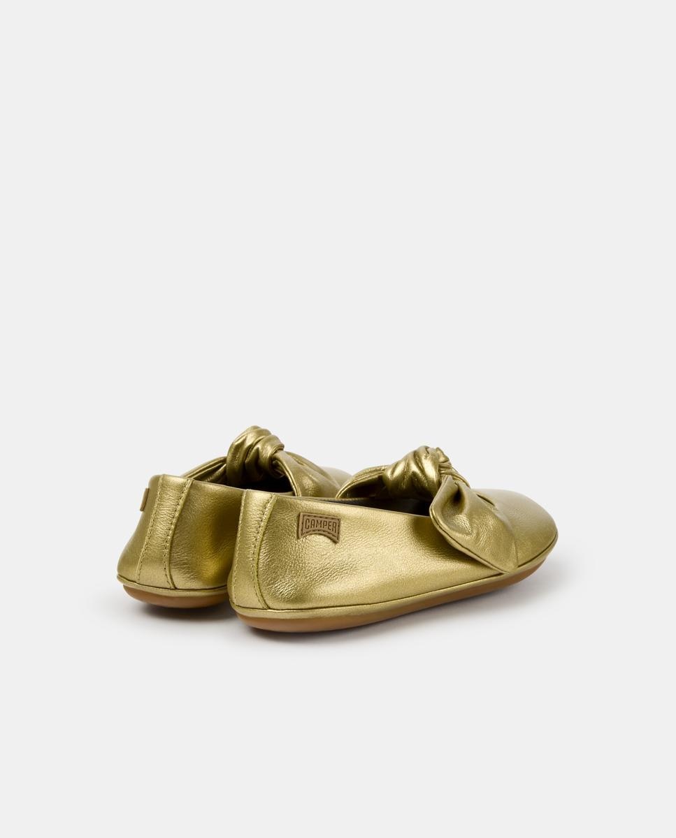 Bailarinas de niña right de piel con lazo - Camper - Dorado Dorado-4