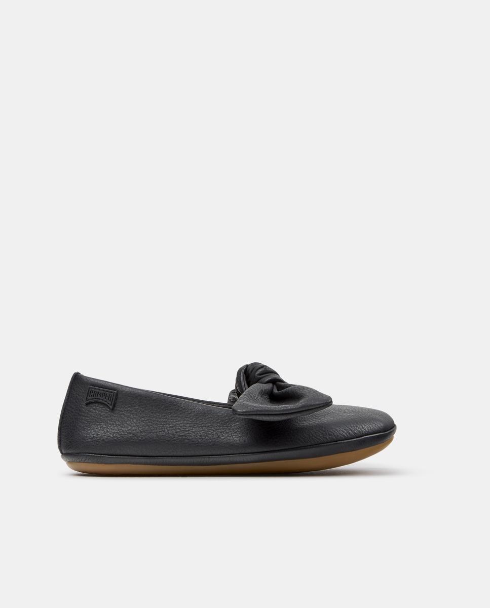Bailarinas de niña right de piel con lazo - Camper - Negro Negro-1