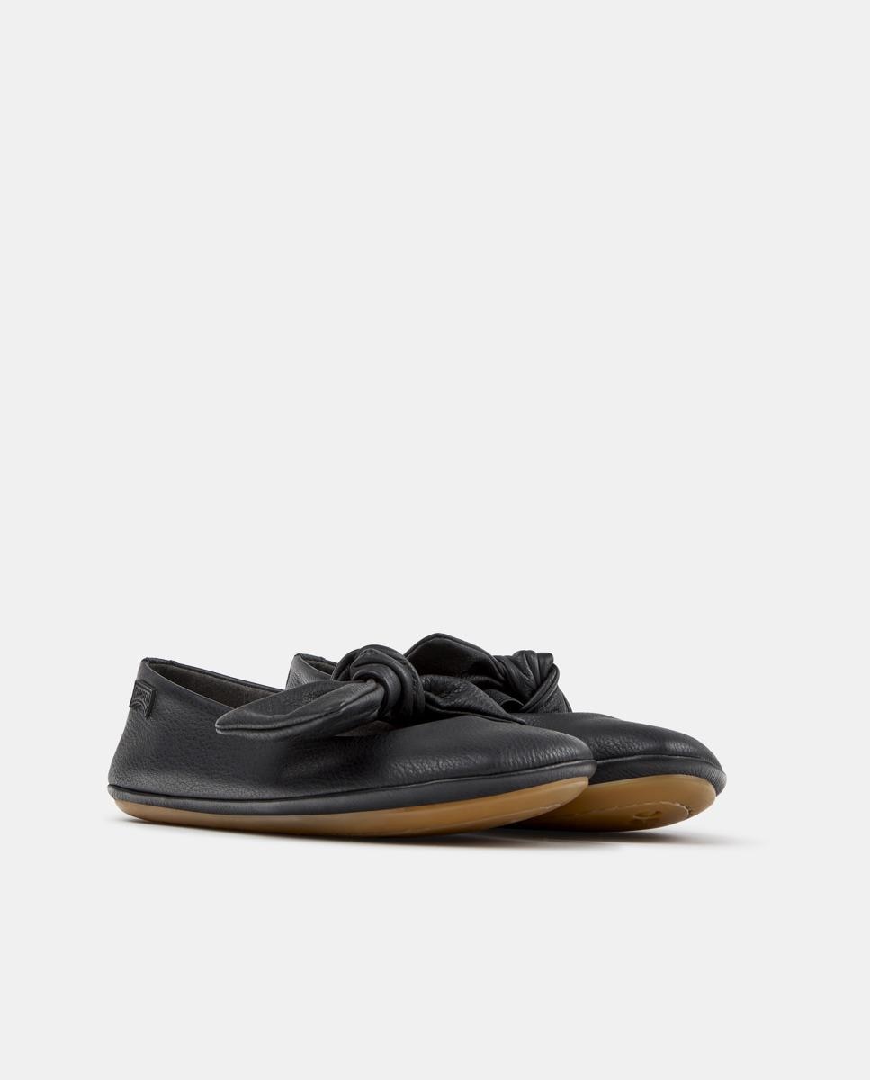 Bailarinas de niña right de piel con lazo - Camper - Negro Negro-2