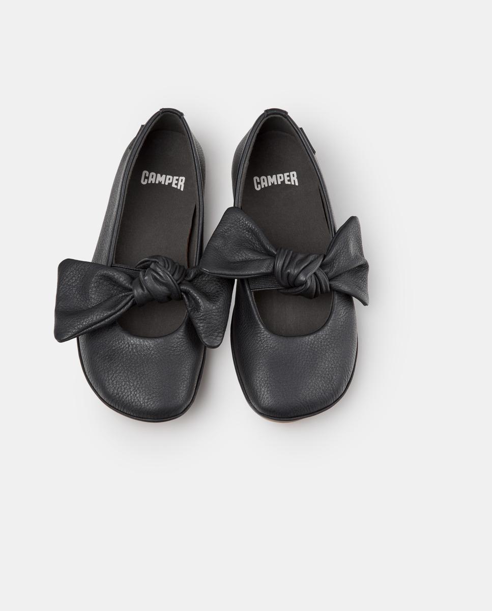 Bailarinas de niña right de piel con lazo - Camper - Negro Negro-3