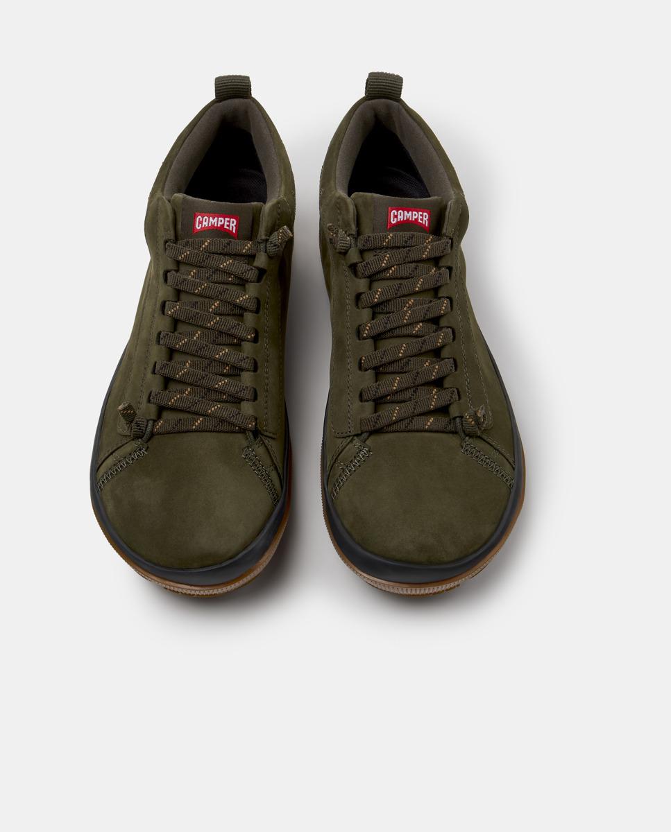 Zapatillas de piel de hombre peu pista gm con cordones - Camper - Verde Verde-2