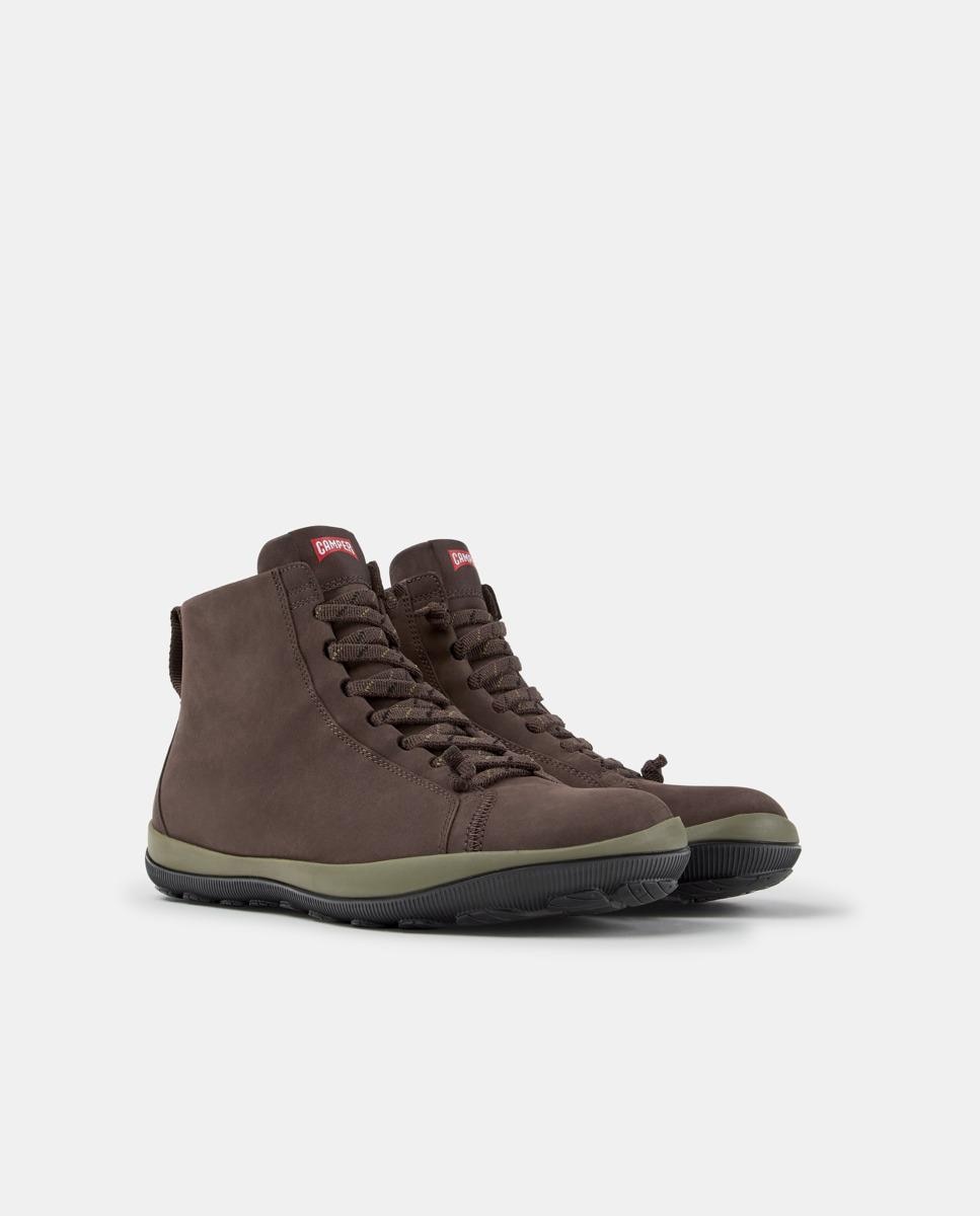 Zapatillas de piel de hombre peu pista gm con cordones - Camper - Marrón Marrón-2