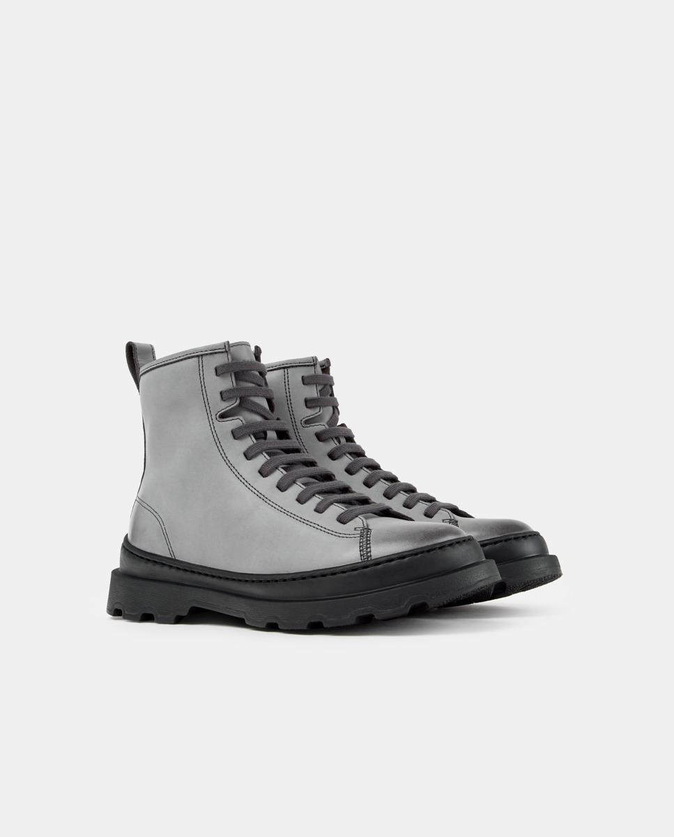Botines militares de mujer de piel brutus+ - Camper - Gris Gris-3