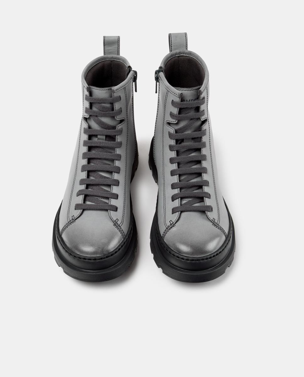 Botines militares de mujer de piel brutus+ - Camper - Gris Gris-2