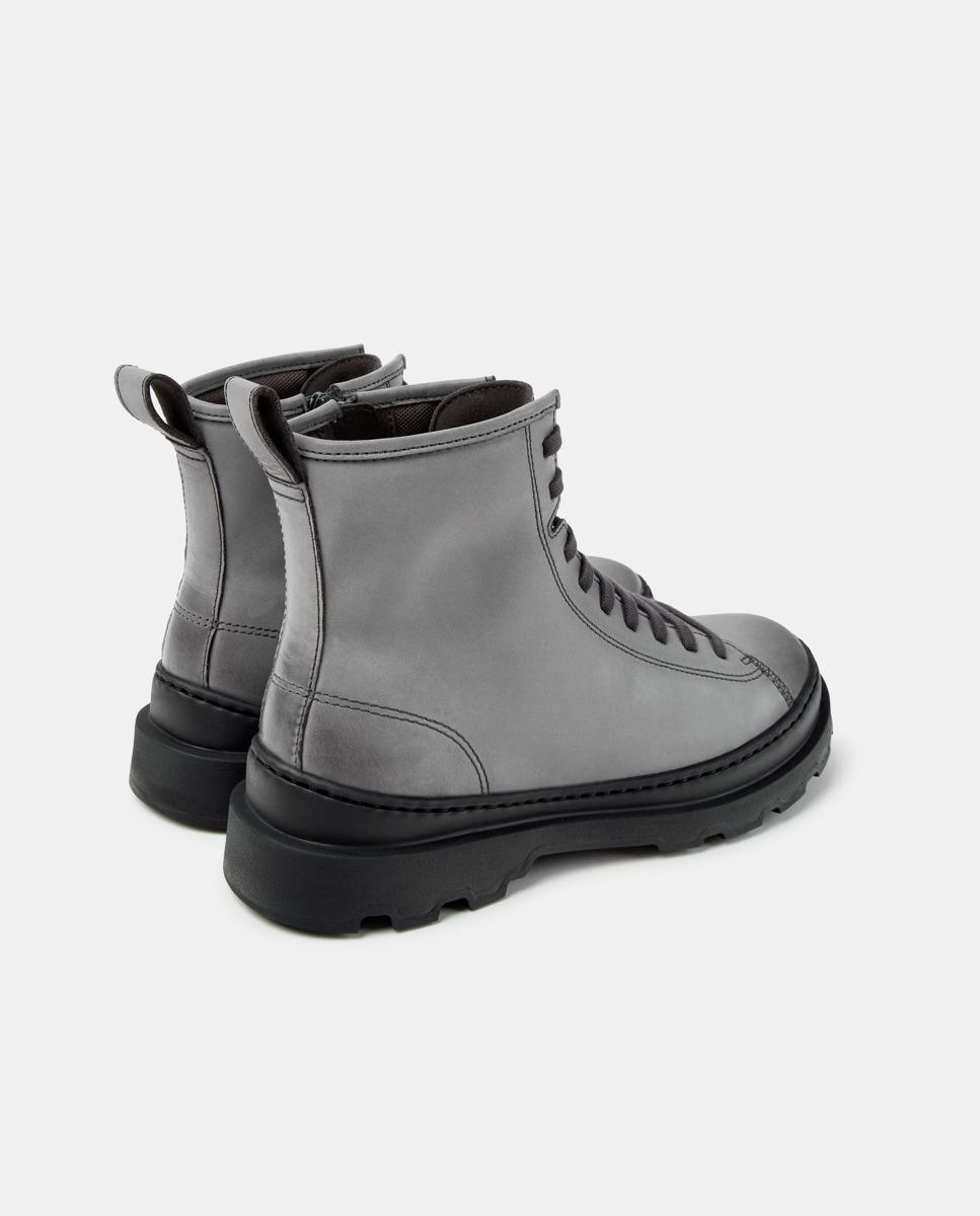 Botines militares de mujer de piel brutus+ - Camper - Gris Gris-4