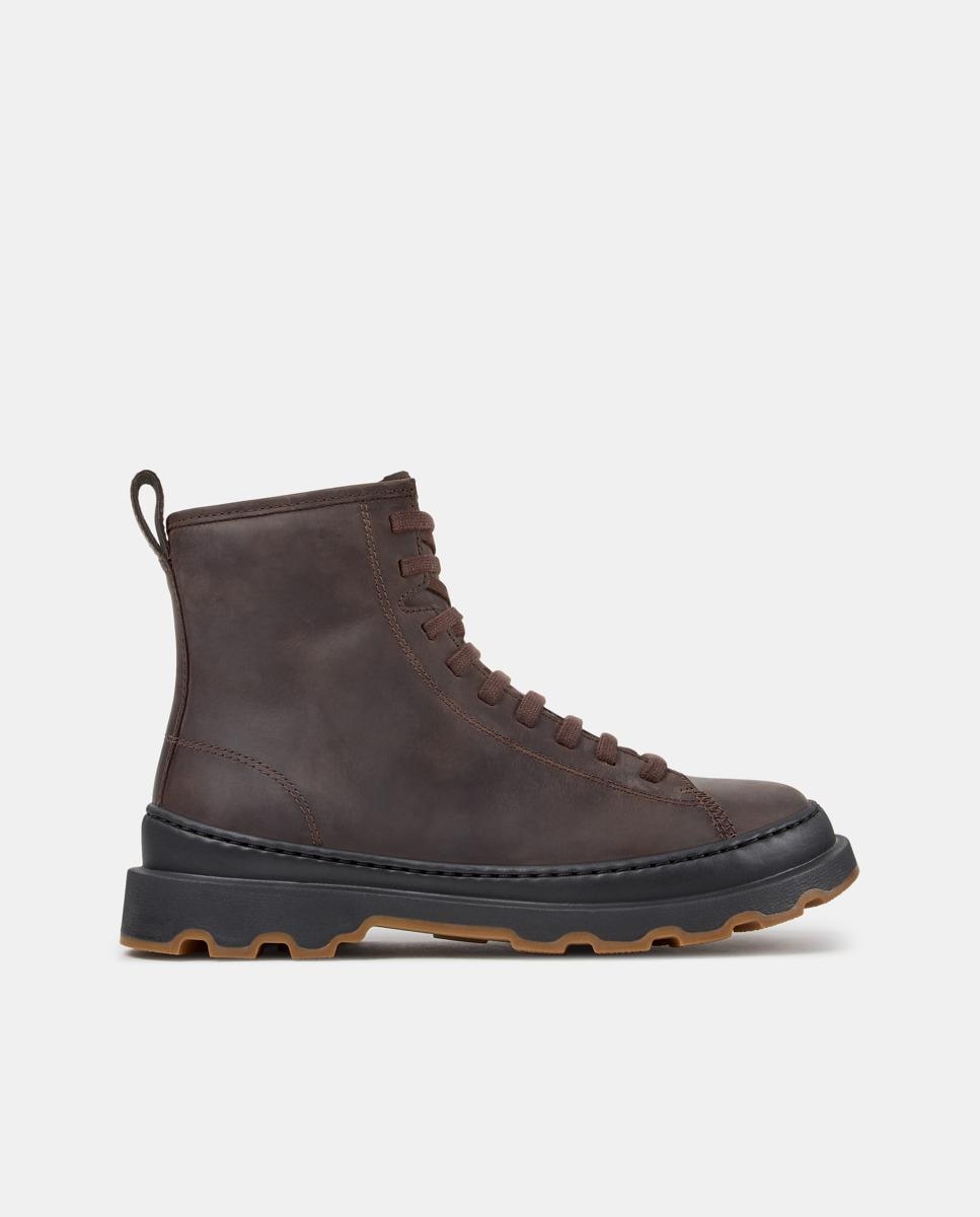 Botines militares de mujer de piel brutus+ - Camper - Marrón oscuro Marrón oscuro-1
