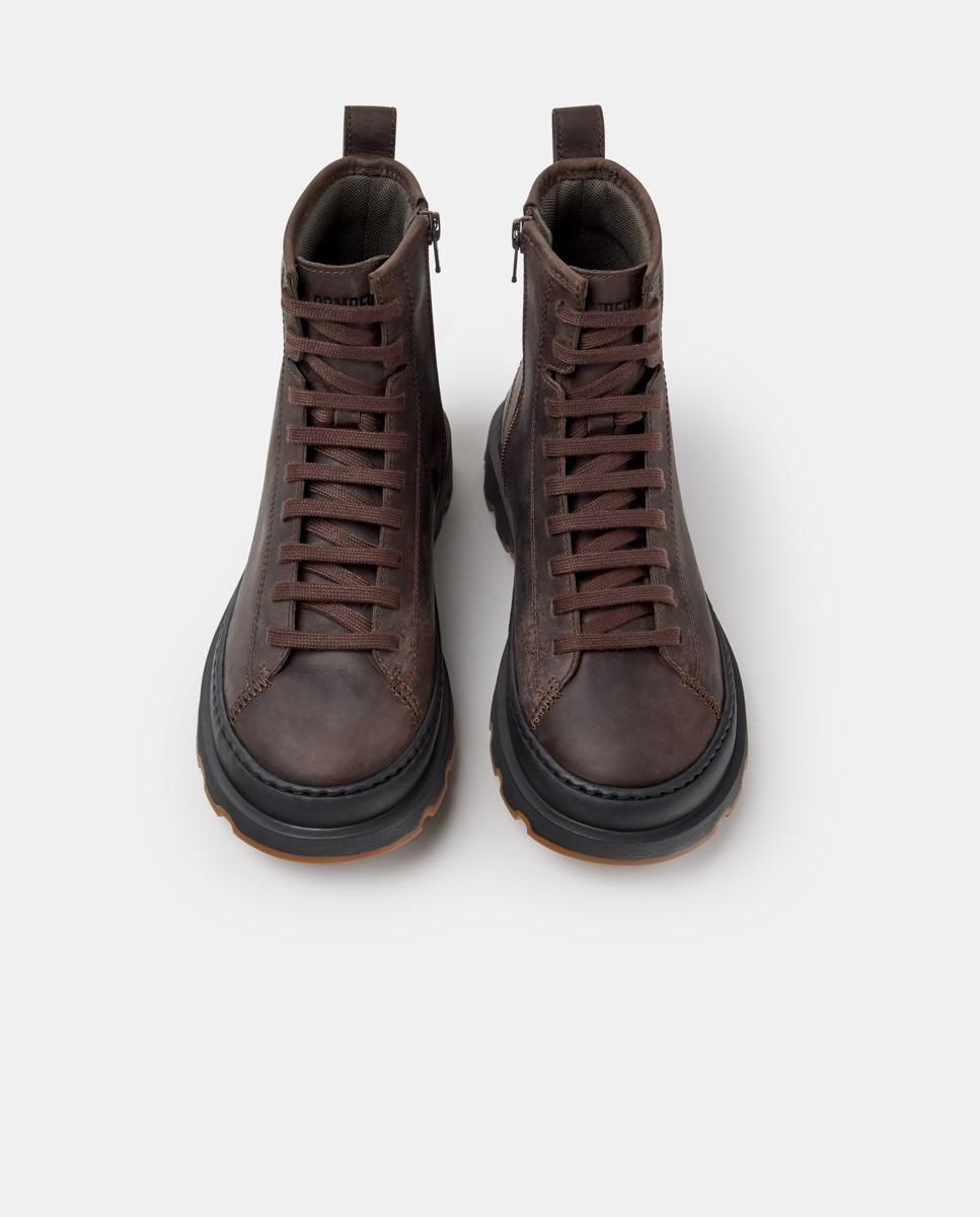 Botines militares de mujer de piel brutus+ - Camper - Marrón oscuro Marrón oscuro-2