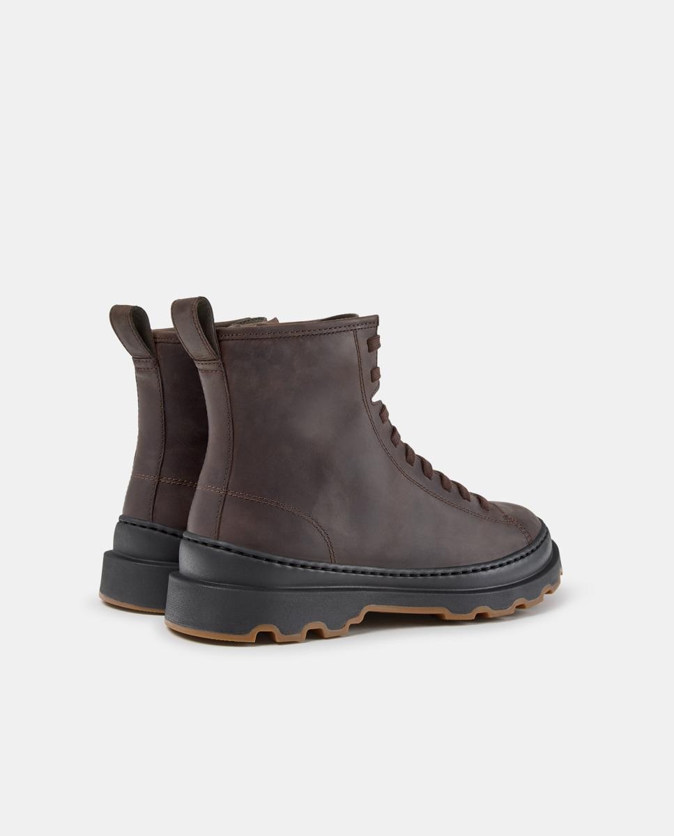 Botines militares de mujer de piel brutus+ - Camper - Marrón oscuro Marrón oscuro-4