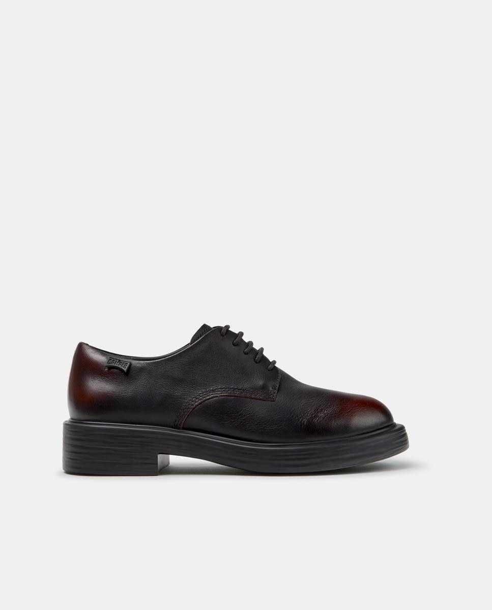Zapatos de cordones de mujer dean lisos de piel - Camper - Burdeos Burdeos-1
