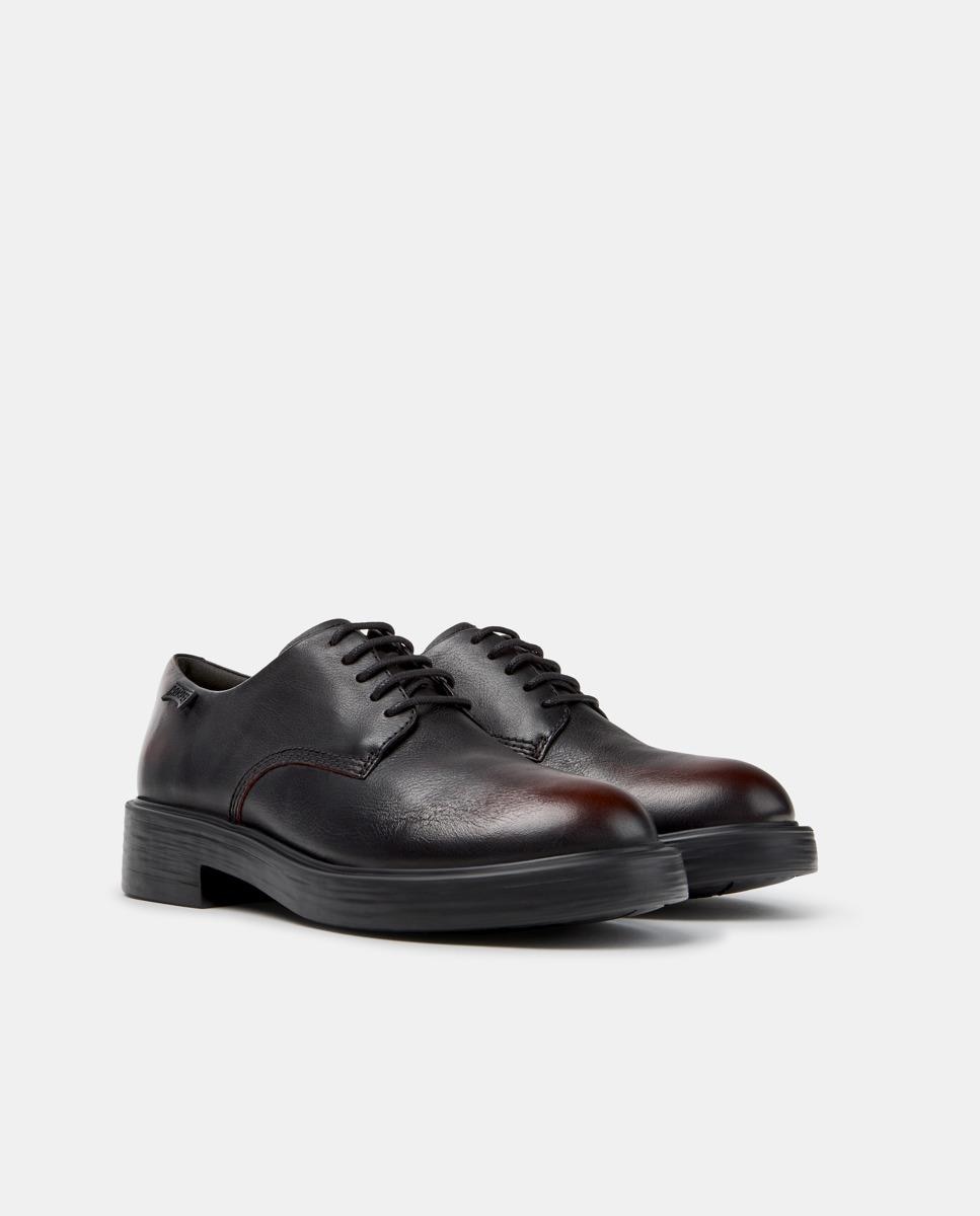 Zapatos de cordones de mujer dean lisos de piel - Camper - Burdeos Burdeos-5
