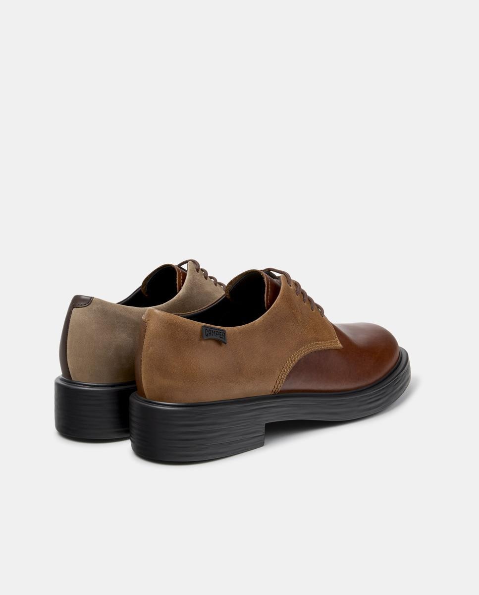 Zapatos de cordones de mujer dean lisos de piel - Camper - Marrón Marrón-2