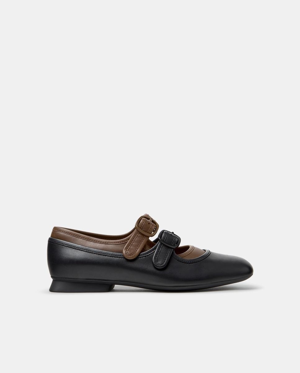 Merceditas planas de mujer casi myra de piel - Camper - Negro Negro-1