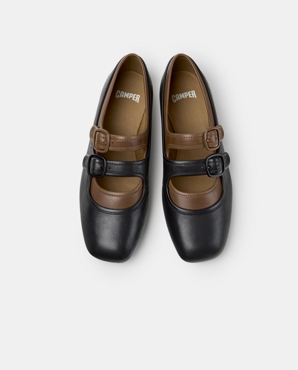 Merceditas planas de mujer casi myra de piel - Camper - Negro Negro-3