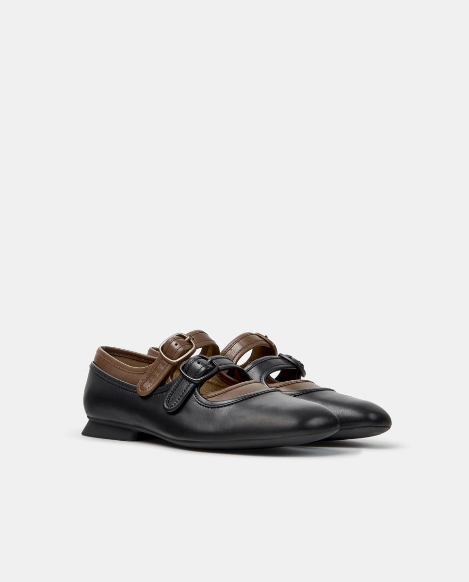 Merceditas planas de mujer casi myra de piel - Camper - Negro Negro-5