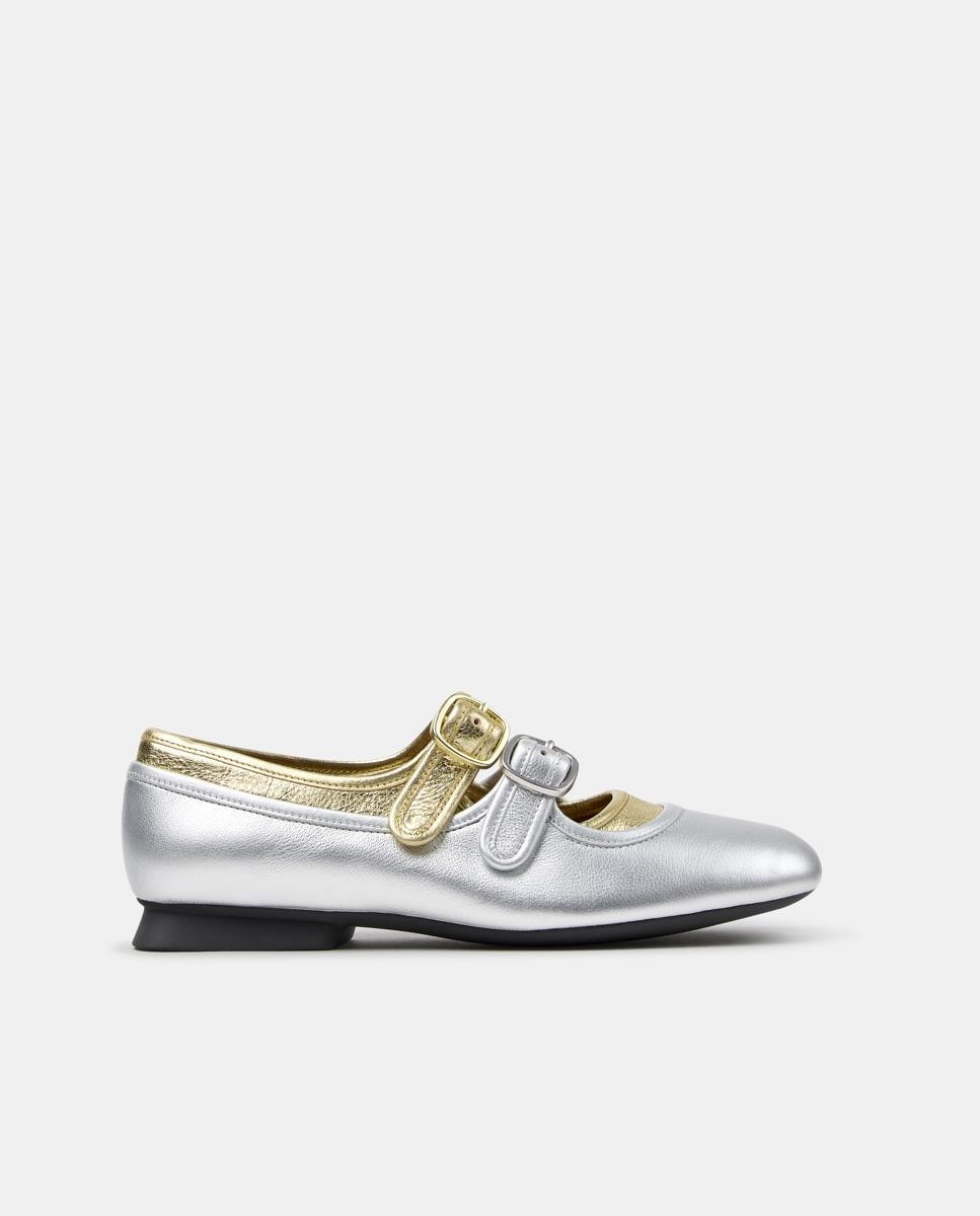 Merceditas planas de mujer casi myra de piel - Camper - Plata Plata-1