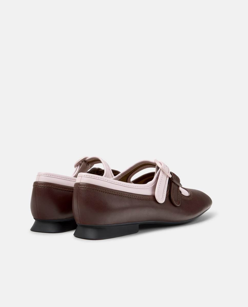 Merceditas planas de mujer casi myra de piel - Camper - Marrón Marrón-4