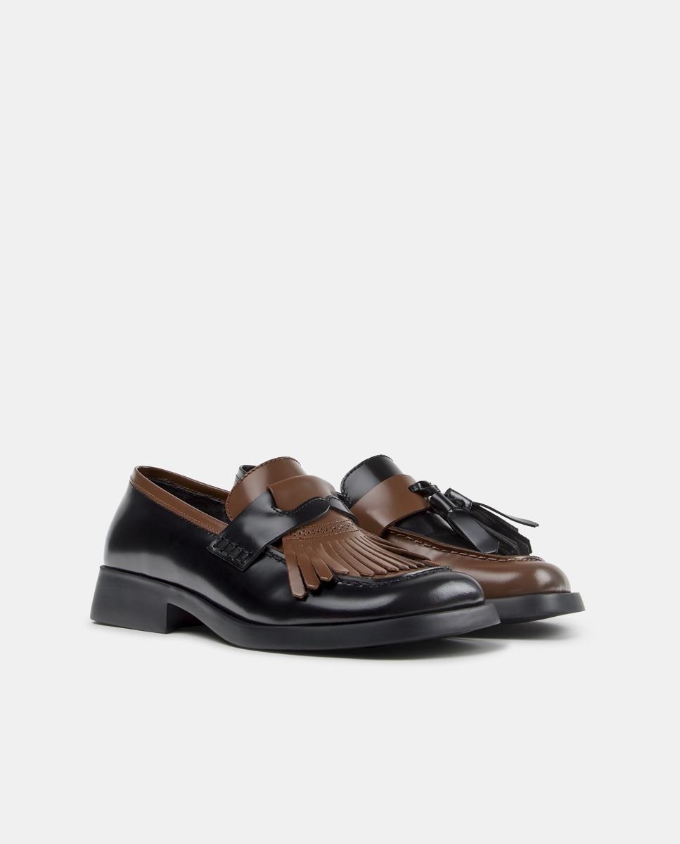 Mocasines de piel de mujer donna - Camper - Negro / Natural Negro / Natural-3