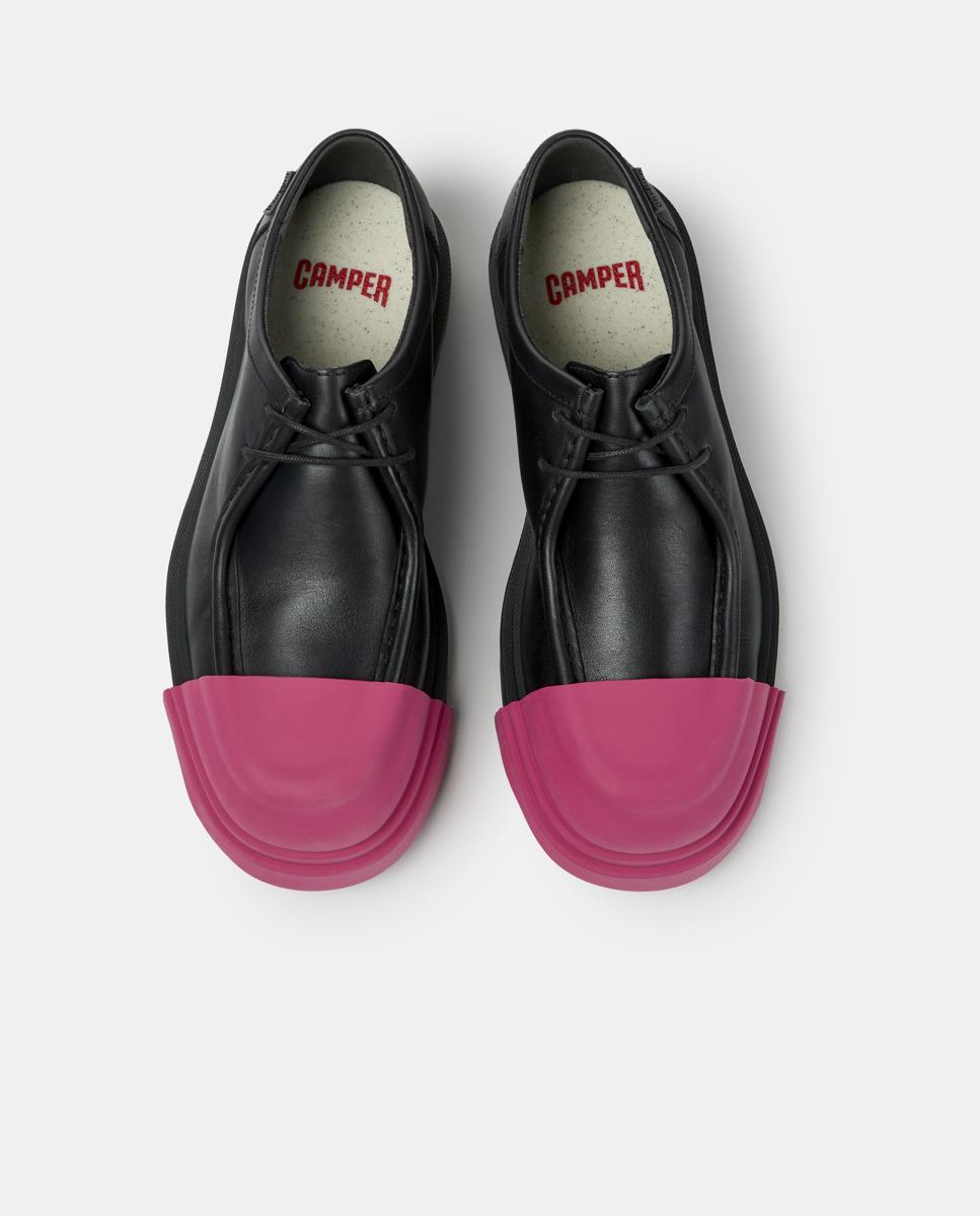Mocasines planos de mujer junction en piel - Camper - Rosa Rosa-3