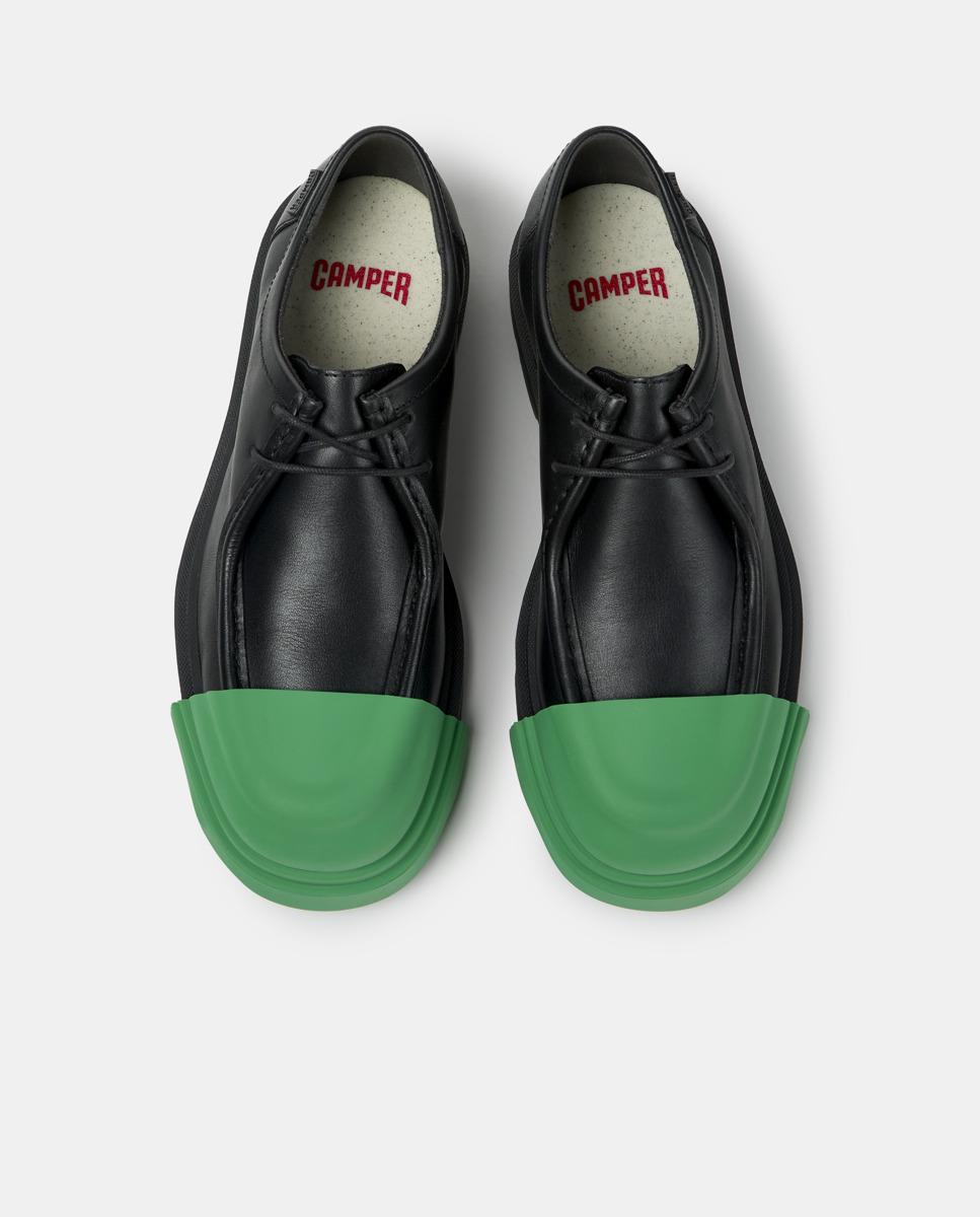 Mocasines planos de mujer junction en piel - Camper - Verde Verde-3