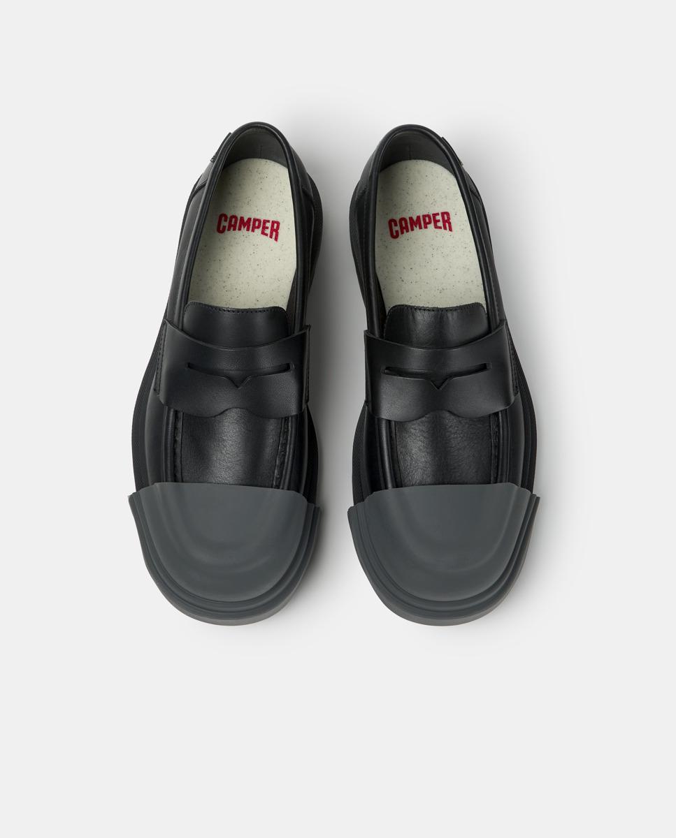 Mocasines planos de mujer de piel junction - Camper - Negro Negro-3